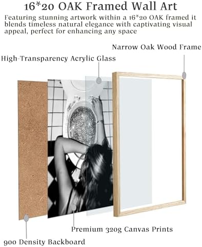 EcoHest 16x20 in After the Disco Party Framed Wall Art for Bathroom