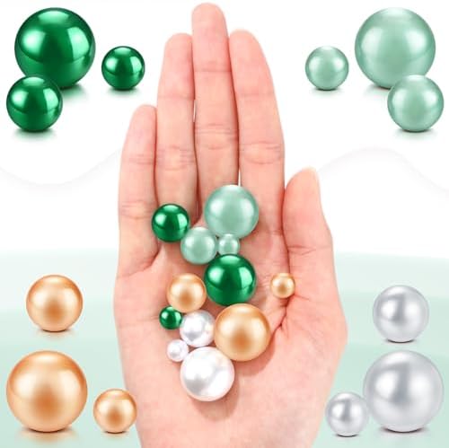 Junkin 300 Pcs Faux Pearl Vase Filler No Hole Beads, Green White Yellow