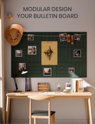 Fluxynara 36" x 24" Large Felt Bulletin Board, Pine Green