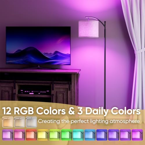 Battery Operated Floor Lamp, RGB Dimmable Cordless Standing Lamp with Remote Control for Living Room, Tall Floor Lamp