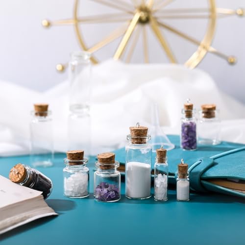 Geiserailie 45 Pcs Spell Jar Mini Glass Potion Bottles Cork Stopper,Large