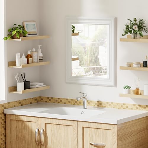 upsimples Floating Shelves for Wall Decor Storage, Natural, 6Pcs, 15.7''