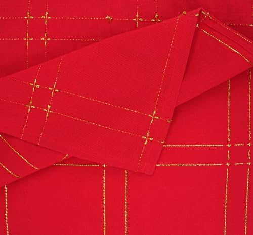 COTTON CRAFT Christmas Cloth Napkins - Set of 12 Red Gold Dinner Napkins