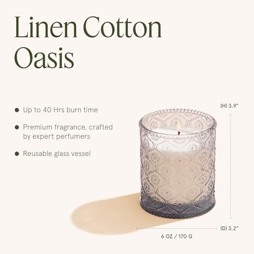 LA JOLIE MUSE Linen Cotton Clean Scented Candles for Home, Soy Wax, 40 Hrs