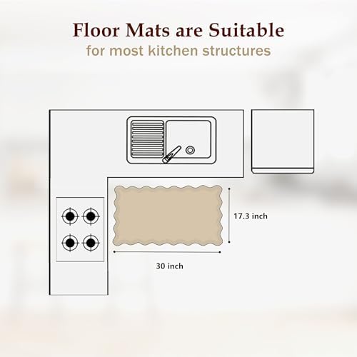 Arenarug Scalloped Kitchen Mats for Floor Cushioned Anti Fatigue Kitchen Mats Rugs Waterproof Non Slip Farmhouse Boho