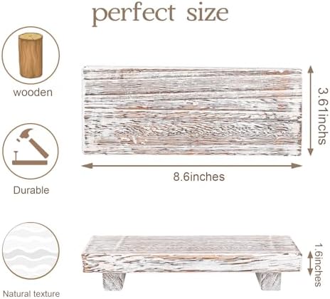 Small Wood Tray Pedestal Stand Farmhouse Bathroom Decor Decorative / Retro White / 8.7 x 3.6 x 1.6