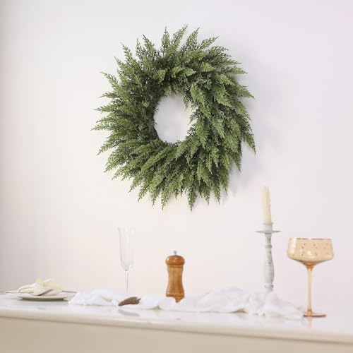 24" Lifelike Touch Artificial Christmas Cedar Wreath for Front Door Decor