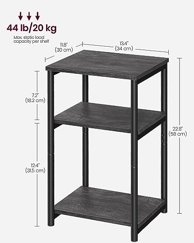 VASAGLE Side Table, Small End Table, Tall Nightstand, Steel Frame