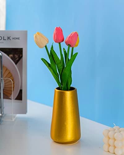 6" Ceramic Flower vase / Gold / Small