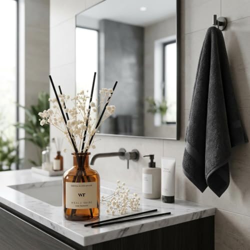 Coconut & Vanilla Scent Reed Diffuser Set for Bathroom Decor