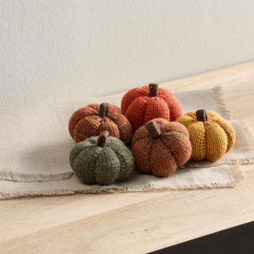 Set of 5 Mini Knit Pumpkins (Spiced Maple 2.5 Inch Set)