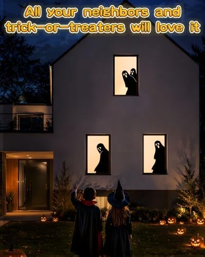 Halloween Window Decorations Tall Ghost Window Silhouettes 3 Pack
