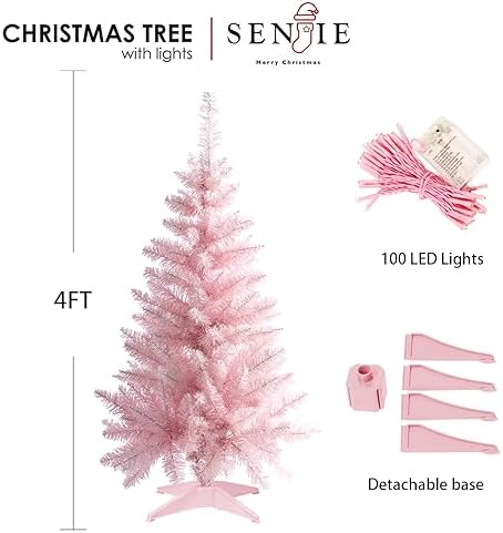 4FT Pink Artificial Small Christmas Tree Mini Tabletop Decor