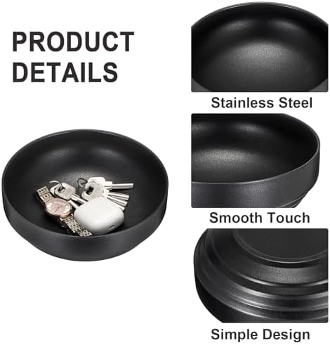 Key Holder Bowl for Entryway Table Round Catchall Bowl for Coin Fruit Holder / 7.4 Inches / Black