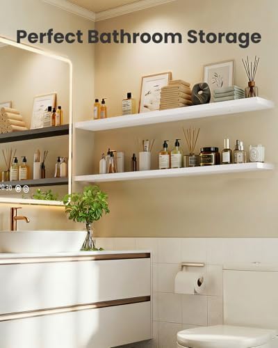Amada 47.2" Floating Shelves for Wall Decor & Storage, Set of 3, White