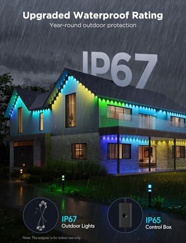 Govee Permanent Outdoor Lights Pro, 100ft with 60 RGBIC LED Lights for Daily and Accent Lighting, 75 Scene Modes for Outdoor Decor, IP67 Waterproof, Works with Alexa, Google Assistant, Matter, Black