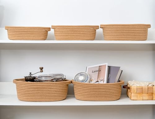 Small Cotton Rope Storage Basket Set 5 / Tan Brown