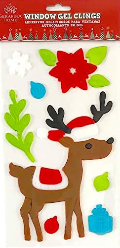 Christmas Window Gel Clings Stickers for Glass & Mirrors, 6 Reusable Sheets