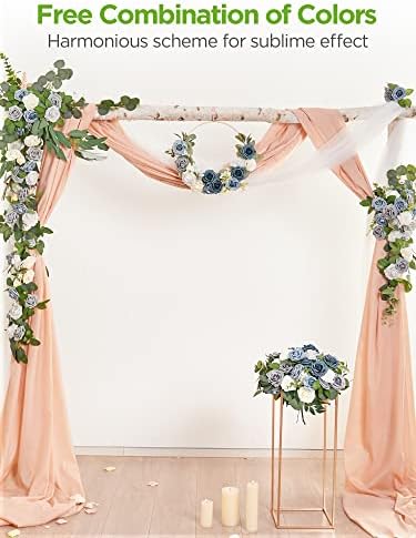 InnoGear Fake Roses 50 Pcs Dusty Blue Shades Flowers Artificial Faux Floral