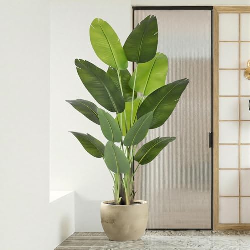 Artificial Bird of Paradise Plant 6Ft Tall Fake Tropical Palm Tree Large Fake Plants with 13 Silk Banana Leaves Faux
