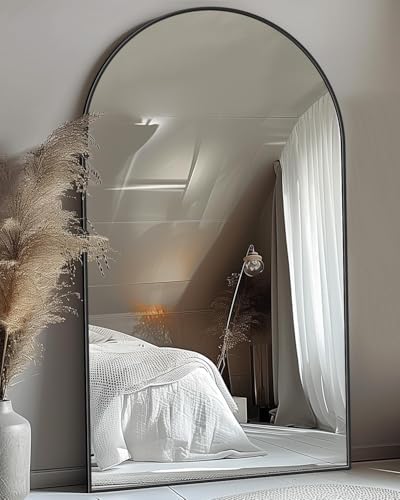 Antok 72" x44” Arched Full Length Mirror, Floor Mirror with Stand,Black