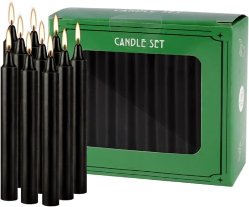 YOROXRG Set of 40 Black Candles – Spell Chime Candles for Halloween, Rituals, Prayer, Birthdays, Meditation, Altar - 4 Inch Tall, Unscented