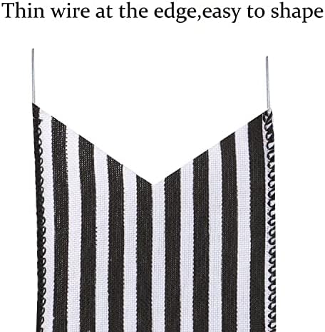 Hongsome 2 Pack Black White Stripe Halloween Fall Bows for Wreaths,12”x20”Black and White Christmas Decorations Bow for Tree Topper Gothic Spooky Holiday Birthday Party Wall Home Front Door