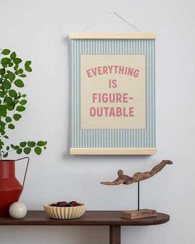 FGFK Everything Is Figureoutable Positive Affirmations Wall Art Poster Hanger Frame, Preppy Pink and Blue Inspirational