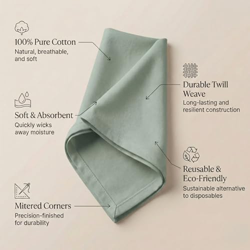 ACCENTHOME Accent Home 100% Cotton Napkins, Delicate Cloth Napkins for Dinners, Parties and Weddings，18 x 18 Inch Set of 12 - Teal