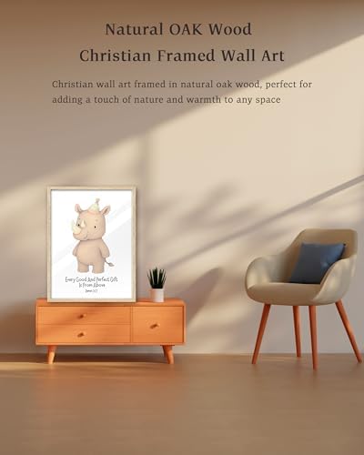 KensTro 12x16 Oak Framed James 1:17 Scripture Wall Art