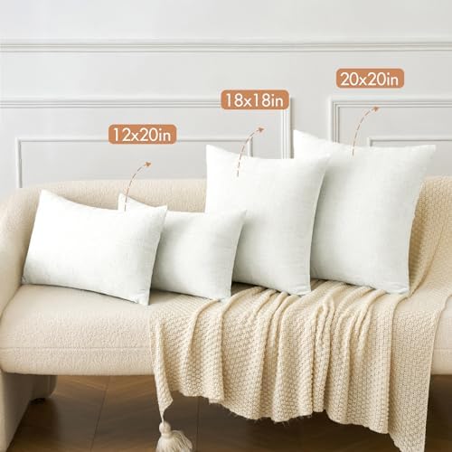 MIULEE Soft Chenille Throw Pillow Covers White 18x18 Inch Pack of 2