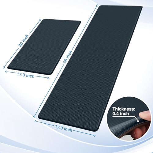 StepRite Kitchen Mats for Floor, 2-Piece Anti-Fatigue Rugs, Dark Charcoal