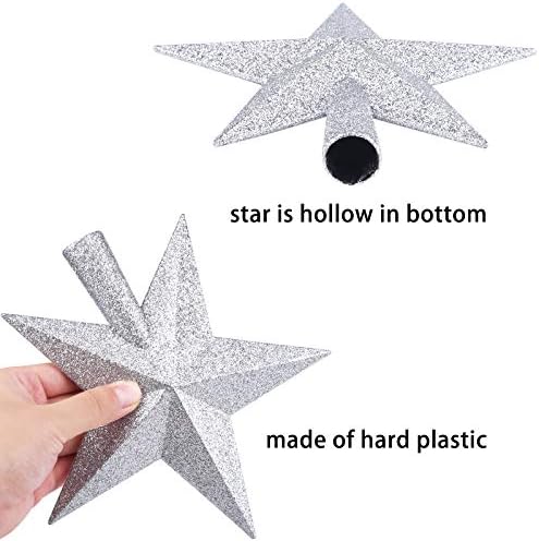 8 Inches Christmas Tree Top Crown Glitter Star Decoration (Silvery)
