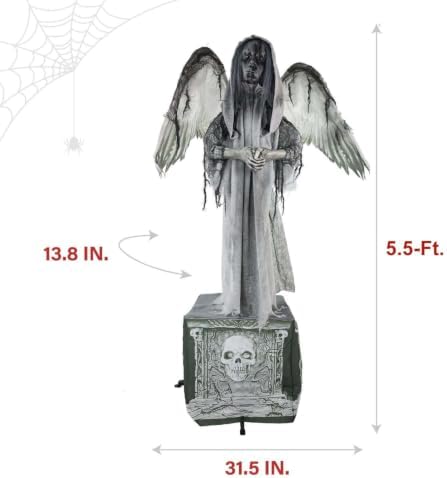 Haunted Hill Farm Life-Size 5.5-Ft. Animatronic Haunted Angel Statue