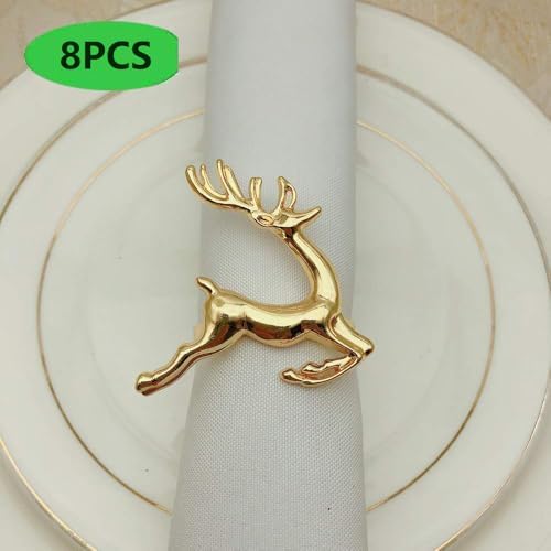 Napkin Rings Set of 8 Silver Set of 8 Napkin Rings Christmas, Holidays, Thanksgiving (Deer-3)