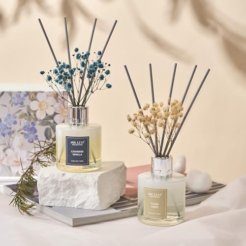 Airkeep Reed Diffuser 3.38 oz (100ml) 2pk,Clean Linen/Cashmere Vanilla Scented Reed Diffuser Set,Reed Diffuser & Oil