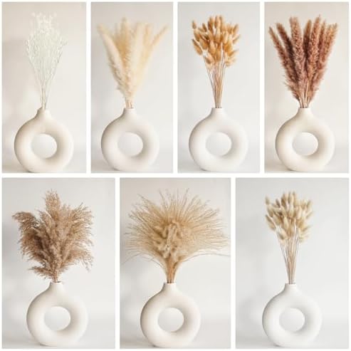 Dried Pampas Grass Decor, 128PCS Pampas Grass with Bunny Tails Dried Flowers, Reed Grass Bouquet for Wedding, Boho