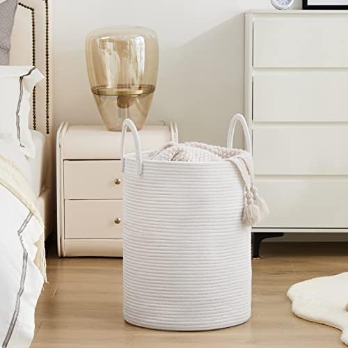 Woven Rope Laundry Hamper Basket by YOUDENOVA, 72L Tall Luandry Basket, Baby Nursery Hamper for Blanket Storage in