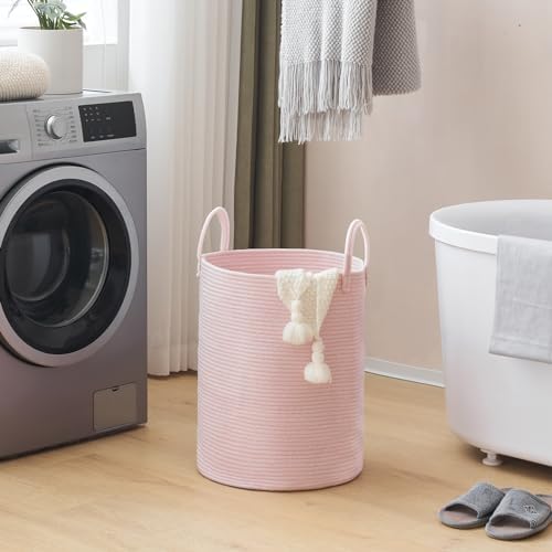 YOUDENOVA Cotton Rope Laundry Hamper Basket, 58L Blanket Basket for Nursery