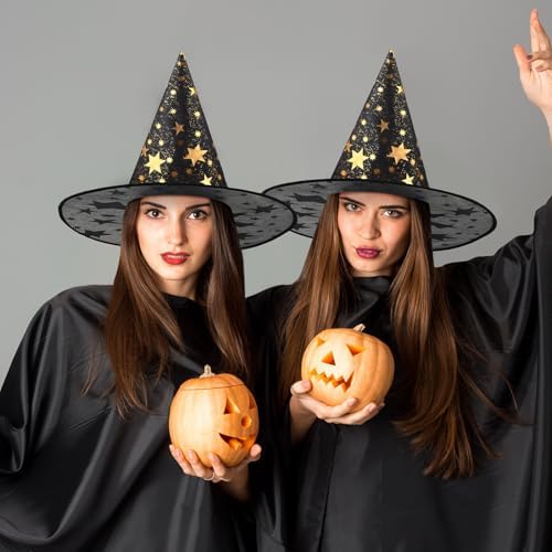 Newcotte 16 Pieces Witch Hats Halloween Costumes for Women Men Modern Witch Hats Fancy Dress Party Decorations