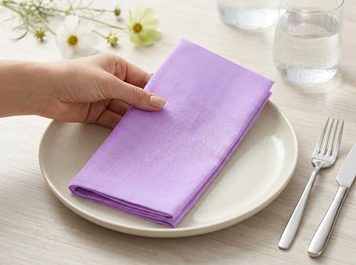 PurpleEssences Cloth Dinner Napkins 18x18 in Set of 12 - Lavender