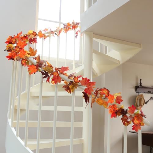 Joyhalo 6 Pack Fall Garland with Red Leaves