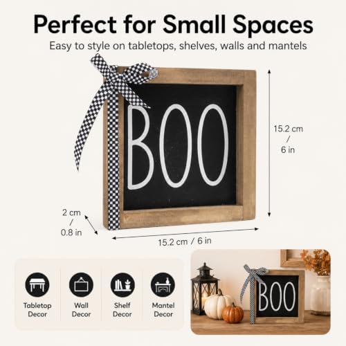 Boo Sign, Halloween Wall Table Shelf Tiered Tray Desk Home Decor