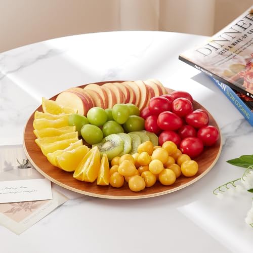Yangbaga Acacia Wood Serving Tray: Round Decorative Tray for Home Decor