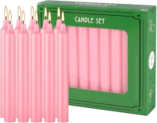 YOROXRG 40 Pack Candles Mini Unscented Taper Candles for Valentine's Day,Christmas,Household, Wedding, Rituals, Prayer, Birthdays,Party and Home Décor Candlesticks - 4 Inch Tall(Pink)