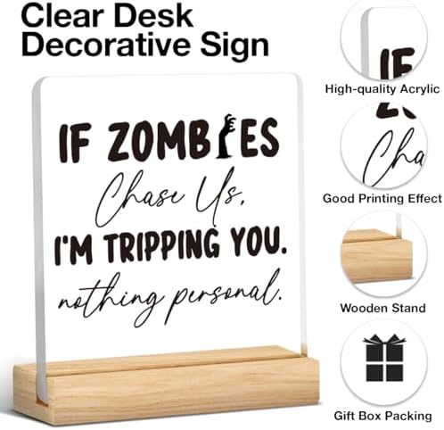 Cute Halloween Home Decor Decorations If Zombies Chase Us Acrylic Sign