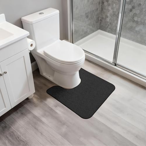 Bosap Toilet Rugs U Shaped Bathroom Rug,Machine Washable Non Slip Quick Dry Super Absorbent Ultra Thin Toilet Mats for