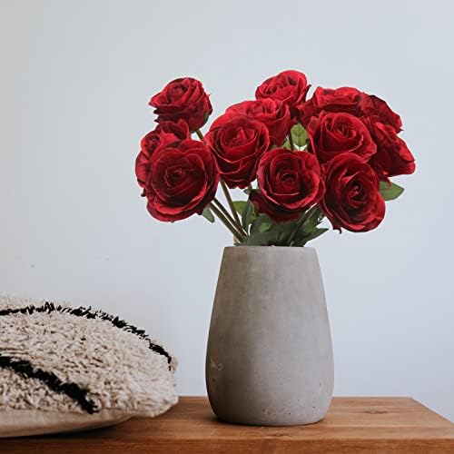 Hananona Artificial Roses Flowers for Flower Arrangement, 12 Pcs Silk Red Rose Bouquet for Home Decoration, Faux Roses for Parties and Wedding Decoration (Red, 12)