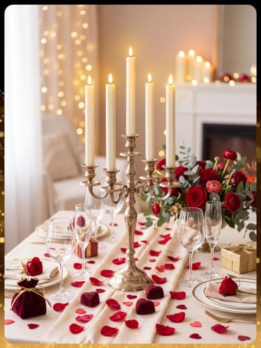 Treela Battery Operated LED Taper Candles,Hexagon,11 Inch,Ivory