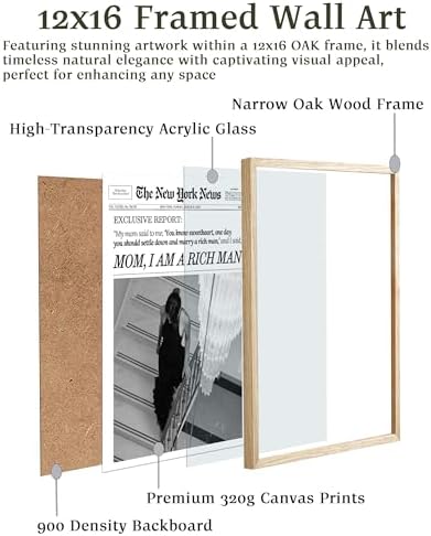 EcoHest 12x16 in Mom I Am a Rich Man Newspaper Framed Wall Art
